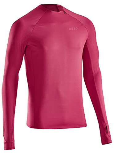 CEP Cold Weather Shirt für Herren | Atmungsaktives Langarm Funktionsshirt in rot mit Reflektor Panels | Größe XL