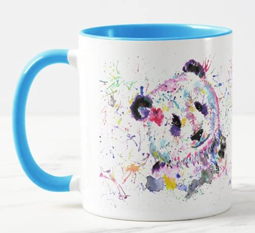 Vixar Panda Aquarelle Rainbow Art Tasse colorée Cadeau d'anniversaire, travail, bureau, Noël, thé, café (L bleu)