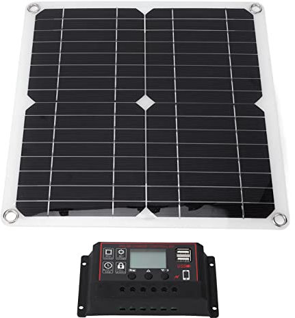 Alomejor Kit Controller Pannello Solare 15W Dual USB DC Output Regolatore Pannello Solare 100A Caricabatterie a Celle Solari(Nero)