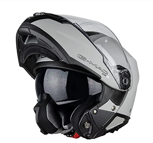 G-MAC Glide Evo Flip Front Motorcycle Helmet (M, Satin Cool Grey)