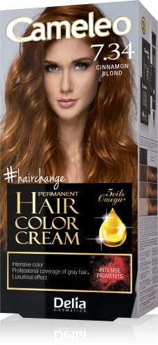Cameleo - Permanent Hair Color Cream - Zimt Blond - Intensiv Farbe und Schutz - 5 Öle + Omega Plus Säuren - Professionelle Luxus Haarfarbe - Komplett-Set