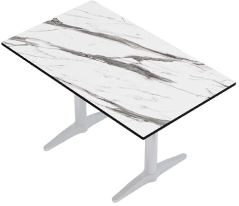 GGMMÖBEL COMPACT | Esstisch HPL Tischplatte | 118 x 68 cm | Weiß-Marmor | Perfekt für klappbare Gartentisch, Esstisch | Outdoor | Restaurant, Cafe, Bar