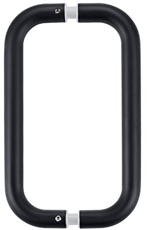 Ranbo tirador puerta ducha, manija doble cara de acero inoxidable, distancia entre centros de 203mm, negro mate, apto para vidrio sin marco de 6-12mm, ideal para baño y hotel