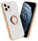 cadorabo Case compatible with Apple iPhone 11 PRO MAX in Glossy White - Gold with ring - Protective cover made of flexible TPU silicone, with camera protection and magnetic car holder