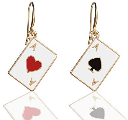 Ace Karten Ohrringe für Frauen, Ace Spielkarten Ohrringe, Ace Poker Karten Ohrringe, Ace Spade Ohrringe Hypoallergen, Gambling Casino Schmuck Geschenk für Frauen Mädchen