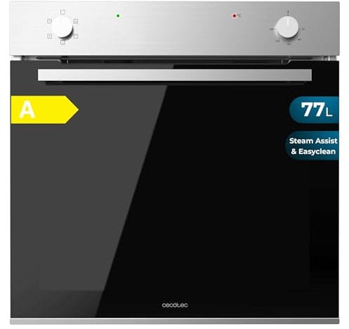 Cecotec Horno Integrable Convencional de 77L Bolero Hexa C126001 Line A. 2800W, 5 Funciones, Bajo Consumo, Luz Interior, Steam Assist, Steam EasyClean, Puerta Fría con 2 Cristales