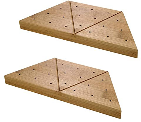 MAQA 3pz Porta spiedini in legno 23.5x11.5xh 2 cm, Tagliere con 18 fori per stecchini per aperitivo, espositore buffet spiedini