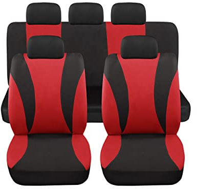 Auto Accessori Lupex Set Coprisedili Auto Universali LS06 Colore Rosso Anteriori e Posteriori in Poliestere Utilitaria No Suv
