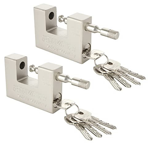 SENENQU Lot de 2 cadenas robustes avec clés, cadenas haute sécurité résistant aux intempéries avec anse de 12 mm d'épaisseur pour protéger le garage, le portail, l'expédition en extérieur (94 mm)