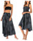 JENJON Femme Robe Imprimé Fleurie Ete Boheme Jupe Style Ethnique 2 en 1 sans Manche Plage Strap Wrap Taille Unique A-Noir