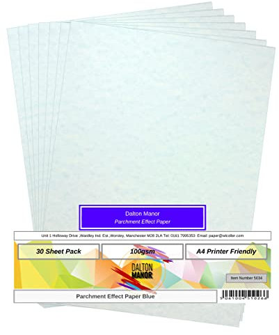 Dalton Manor Parchment Paper Blue A4 100gsm Pack 30