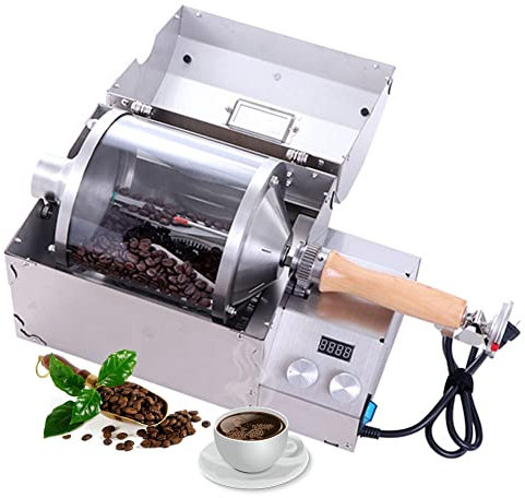 QUTBAG Automatischer Kaffeeröster, 1200 W Kaffeebohnenbäcker mit Sichtfenster, professioneller Trommel-Kaffeebohnenröster zum Backen von rohen Kaffeebohnen, für die Küche im Restaurant, Café, Zuhause