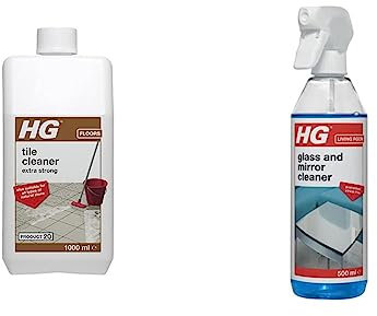 HG Tile Cleaner Extra Strong, Product 20, Professional and Powerful Tile Cleaning Formula & Glass and Mirror Cleaner, Streak-Free Glass Cleaner(500ml)