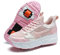 LYBANG Bambini Skateboard Scarpe Sportive con Doppia Rotelle Retrattile Sneakers Outdoor Multisport Moda Running Calzature da Ginnastica per Bambini Regalo di Compleanno