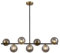 KCO Lighting - Lámpara colgante lineal para cocina, color negro y dorado, lámpara de araña moderna de mediados de siglo, 7 luces, globo de vidrio ahumado, candelabro redondo vintage largo para comedor