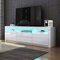Modern TV Lowboard mit 2 Türen 2 Schubladen Fernsehtisch Einheit 160cm TV Schrank Matter Körper und Hochglanz Front KOSTENLOS 16 Farben RGB LED Streifen Weiß
