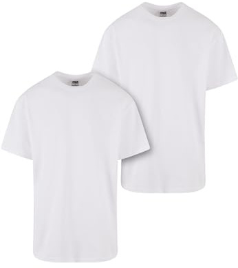 Urban Classics Herren T-Shirt Heavy Oversized Tee 2-Pack, 2er Pack Oversized T-Shirt für Männer, Baumwolle, White+White, 5XL
