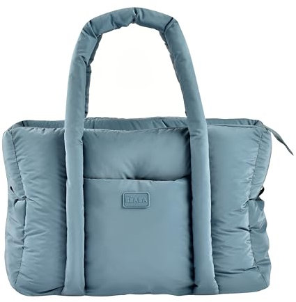 BÉABA, Sac A Langer Bebe, Ultra pratique, 10 Poches intérieures et extérieures, Attache Poussette intégré, Tapis à Langer amovible, Pochette Isotherme, Sac Paris Puffy, Bleu Baltique