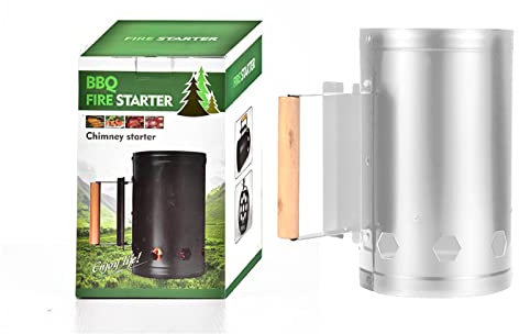 ZLXHDL Holzkohlekamin-Anzünder, Hitzebeständiger Holzkohle-Anzünder, Edelstahl-Holzkohlegrills, Schnellfeuer-Holzkohlekamin, Einfach zu Verwendendes BBQ-Grillwerkzeug(Weiß)