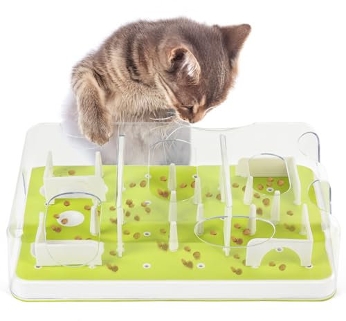 ALL FOR PAWS Interactive Cat Puzzle Feeder, Treat Game Maze Toy for Brain Mental Stimulation, Slow Feeder for Indoor Cats