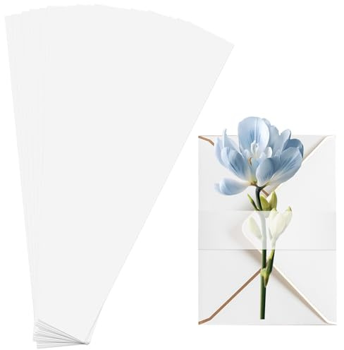 100 Stück Hochzeitseinladungszubehör, transparente Einladungs-Bauchbänder aus Pergamentpapier für 12,7 x 17,8 cm große Einladungen, Bauchbänder, Hochzeitseinladungskarten, Geschenkpapier-Einlagen für