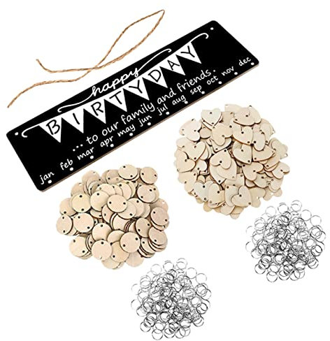 BCOATH 1satz Geburtstag Kalender Wanddekoration Erinnerungstafel Für Wichtige Feiertage Und Geburtstage Mit Holzscheiben Und Herzanhängern Für Familie Und Freunde