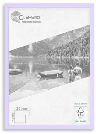 CLAMARO Collage 20 - Marco de fotos de madera de densidad media DIN A2 (42 x 59,4 cm, hecho a mano), color lila pastel