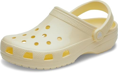Crocs Unisex-Adult Classic Sparkly Clog, Metallic and Glitter Shoes, Buttercream, 9 UK Men / 11 UK Women