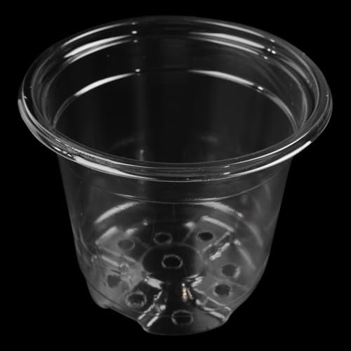 CENPEK Clear Flower Pots Premium Pack of 10 Growing Pots with Humidity Dome - Diameter 9 cm Transparent Plastic Plant Pots - For Succulents, Seeds, Seedlings, Orchids