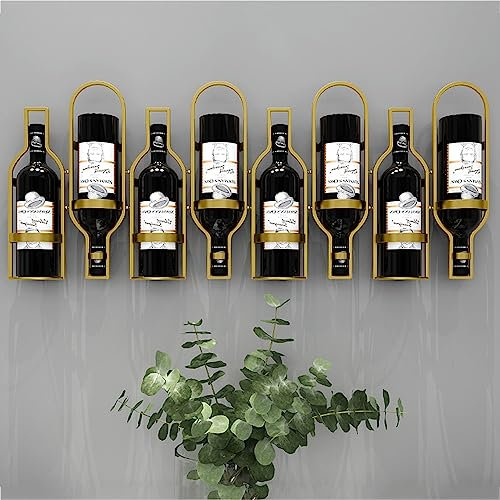 Weinregal, Enixwh Wandmontiertes Weinregal, Rotweinregal, Weinpräsentationsregal für Weinflaschen, Metall-Weinregal für Küche, Esszimmer, Bar-Dekor, Den Beauty Comes/D/7 Flaschen Star of Light made