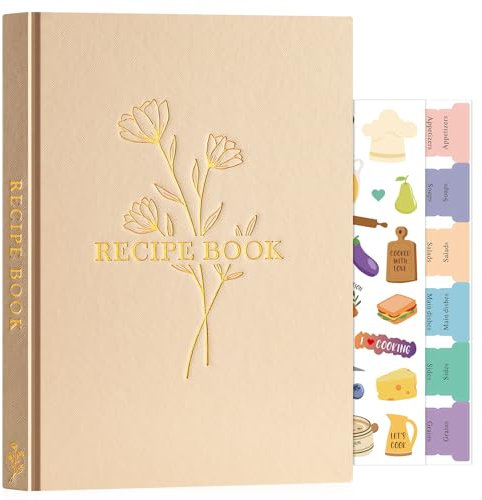 Lanpn Libro de Recetas Tapa Dura, Mi Cuaderno Recetas B5 Para 120 Recetas, Recetario de Cocina para Escribir, Recipe Journal Book, Libretas para Recetas de Cocina en Blanco, Avena, Inglés