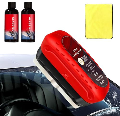 Bettinay 120 ml Automotive Oil Film Cleaning Brush UK, Glass Cleaner Board with 2 Glass Oil Film Remover and Car Wipe