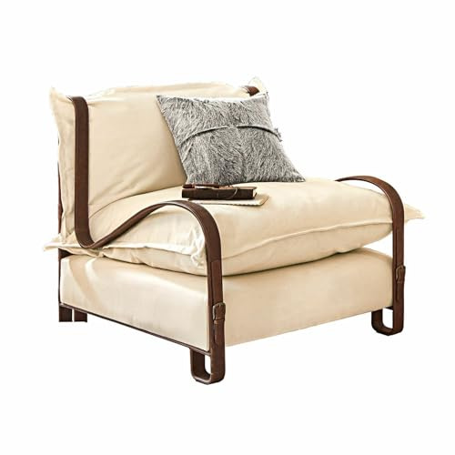 Loberon Sessel Garsington, Großzügig Gepolsterte Kissen, Breite und Tiefe Sitzfläche, Markantes Gestell, Sitzmöbel, Eisen, Baumwolle, Creme/braun