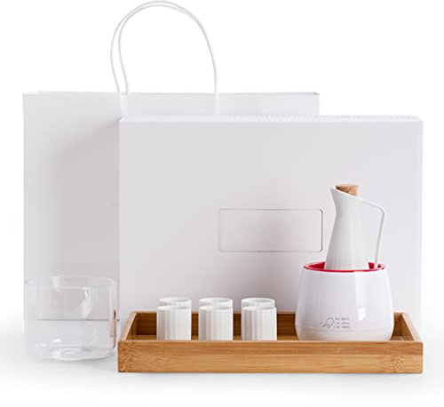 Sake caldo in ceramica, set for sakè in ceramica, set for sakè con scaldavivande elettrico, scatola porta sakè, bevanda calda tradizionale for sakè in porcellana, 10 pezzi includono ciotola elettrica