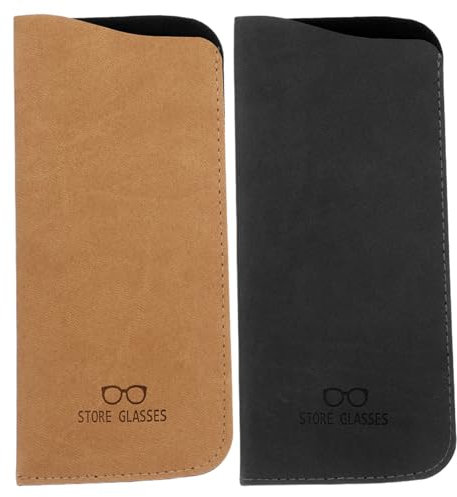 FRCOLOR Confezione da 2 custodie per occhiali, custodia portatile per occhiali in morbida pelle, custodia sottile da viaggio per occhiale da sole, per donne uomini