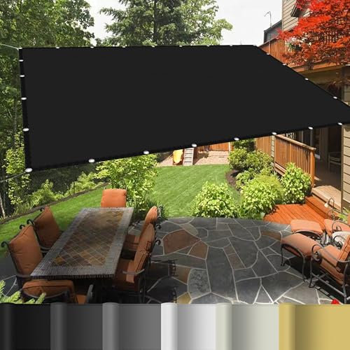 Tenda da Sole per Esterno 5 x 10 m Impermeabile Antivento Vela da Giardino Protezione Antivento e UV per Esterno, Giardino e Terrazza, Piscina, Nero