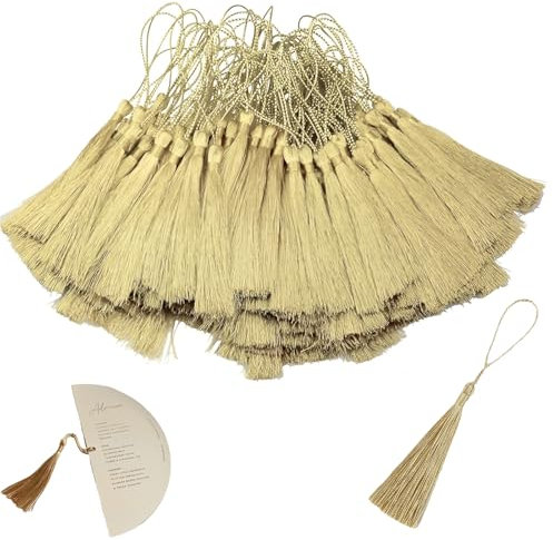 SOGHO 50 Stück Gold Mini Quasten, Quasten Anhänger, Quaste, Hängend, Polyester, Erntedankfest
