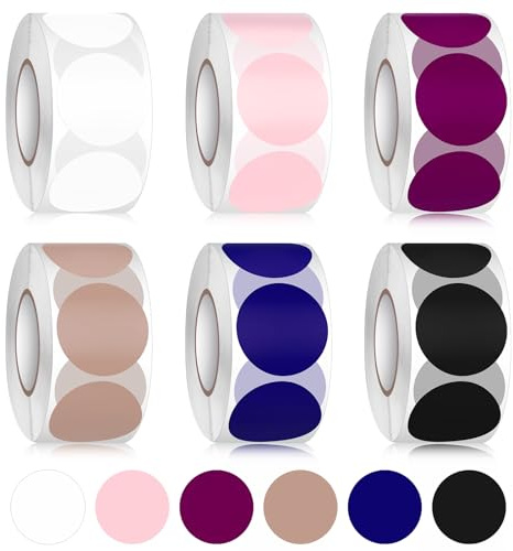 Mexgcom 3000 Pcs Gommettes Rondes - 6 Tomes 25 mm Gommettes Autocollantes - Couleur Codage Étiquettes Pastille pour Bureau Famille École, Tags et Classifications