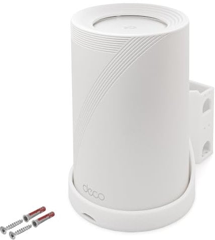 Wall Mount Compatible with TP-Link Deco BE65 Wi-Fi 7 Mesh WLAN BE9300 | 3 pieces | Sturdy Bracket with Cable Management & Airflow | Wall Mounting Kit Incl. Dowels & Screws