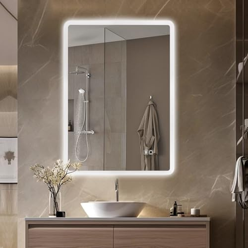 moderntop LED Badezimmerspiegel 70x50 cm, dimmbar, beschlagfrei, IP44 | 3 Farbtemperaturen (3000–6500 K) · Touch-Sensor · Memory-Funktion · rahmenlos · horizontal & vertikal