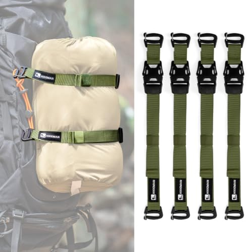 HIKEMAN Taktisches Rush Tier-System - Verstellbare Molle-Rucksackgurte, Befestigungsriemen mit Schnallenclips, Outdoor-Kompressions-Bündelgurte, Erweiterungsmodul-Zubehör-Gepäckgurt (Army Green)