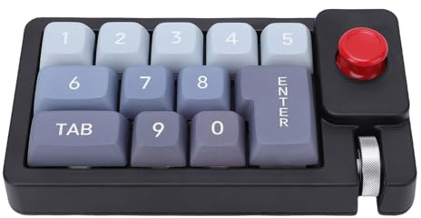 Tosuny Mechanische Zahlenpad, USB Kabel Numeric Tastatur mit RGB LED Hintergrundbeleuchtung und Joystick Roller, Heißer Swappable & Anti Ghosting, 12 Tasten Programmierbar, EIN (Black)