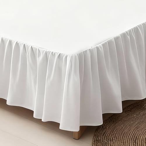 Jupe de Lit Cache Sommier 140x200cm Hauteur 60cm Longue Descente Jusqu’au Sol,Tissu Doux et Extensible,Rénove et Protège Sommier