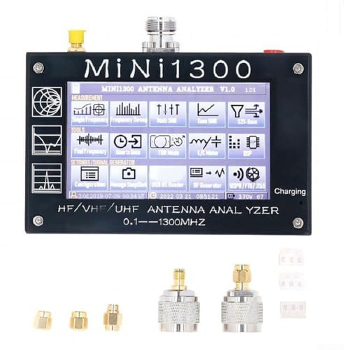 YobiLife Mini1300 - Analizador de antena RF | Rango de 0.1-1300 MHz para bandas HF/VHF/UHF | Kit de calibración SWR de conector SMA | Caja de aluminio para precisión de campo y laboratorio