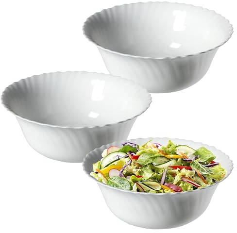 KADAX Schüssel ∅ 23 cm, 3er Set, Schale aus gehärtetem Glas, Obstschale, Salatschüssel, Dessertschale, Müslischüssel, Suppenschale, Snackschale, Spülmaschinenfest (Weiß)