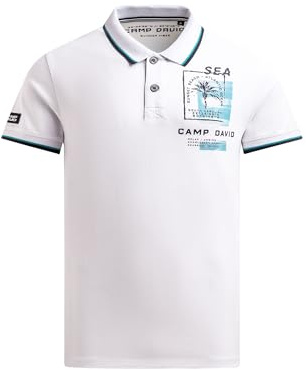 Camp David Herren Kurzarmpolo mit Rücken-Print
