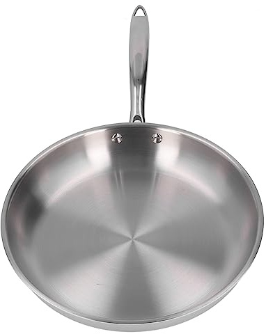 Phefop Padella in Rame, Acciaio Inossidabile, 30 Cm, 3 Strati, Padella Non Rivestita, Riscaldamento Anche, Forno, Pentole da Sicure per Rosolare, Saltare, Friggere a Casa (30 cm)