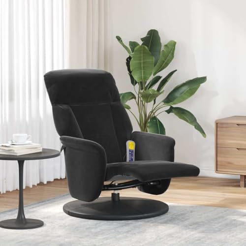 Lumanois Fauteuil inclinable de Massage avec Repose-Pied Noir Velours Fauteuils Noir,356697