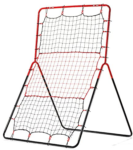 Franklin Sports Baseball Rebounder Net-3-Wege-Baseball+Softball-Pitchback-Netz + Feldtrainer+Rückprallnetz für Feld+Wurfübung, rot, 140 cm