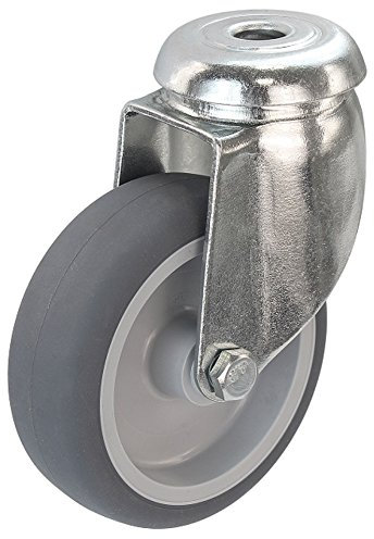 Apparaterolle Lenkrolle ohne Bremse 75 mm ohne Feststeller Gummi grau-spurlos Rückenloch Möbelrolle Transportrolle